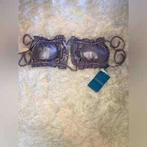 Dolce Purple metallic bathing suit top